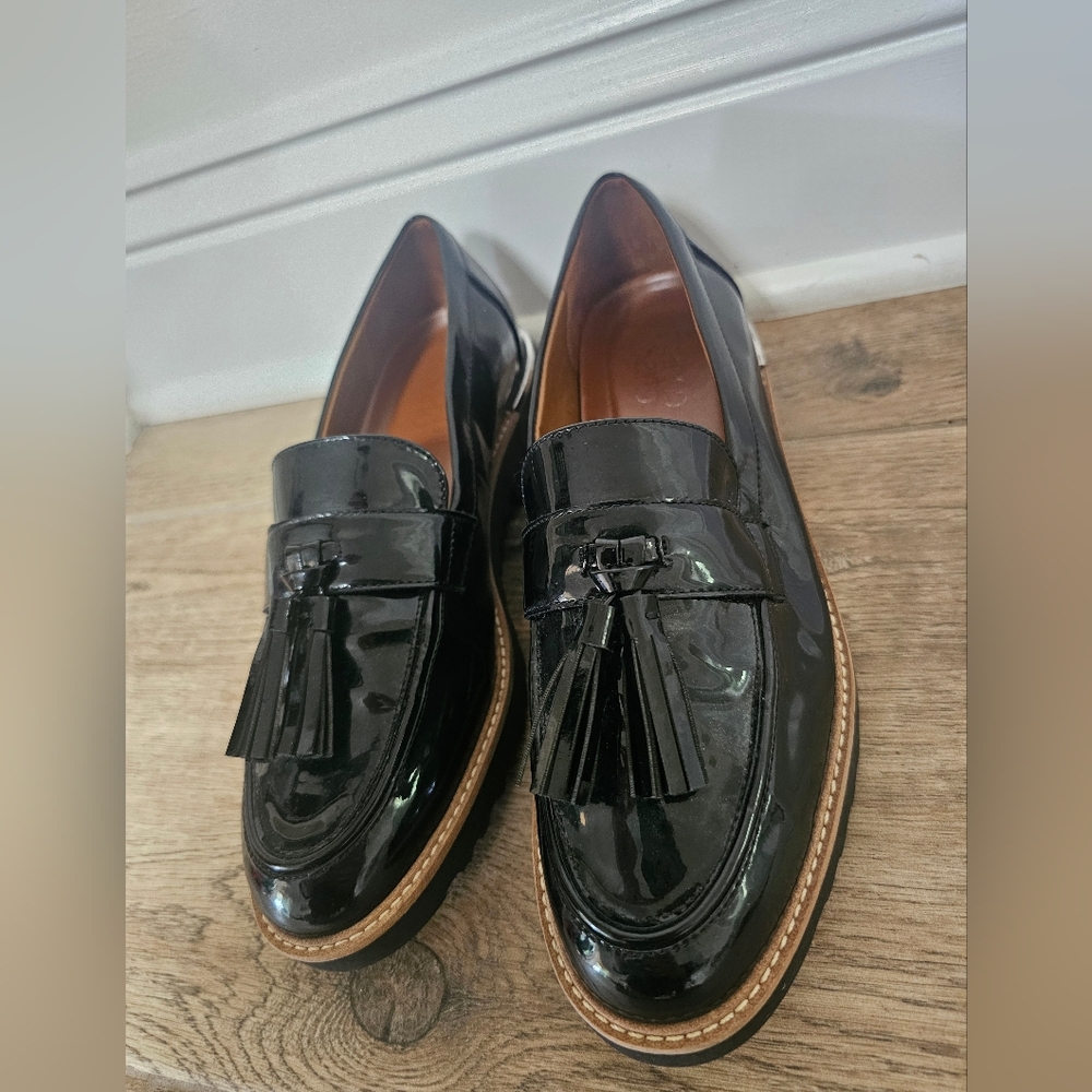 ‼️SOLD‼️✨ Franco Sarto Black Patent Tassel Loafers – Women’s Size 8M ✨